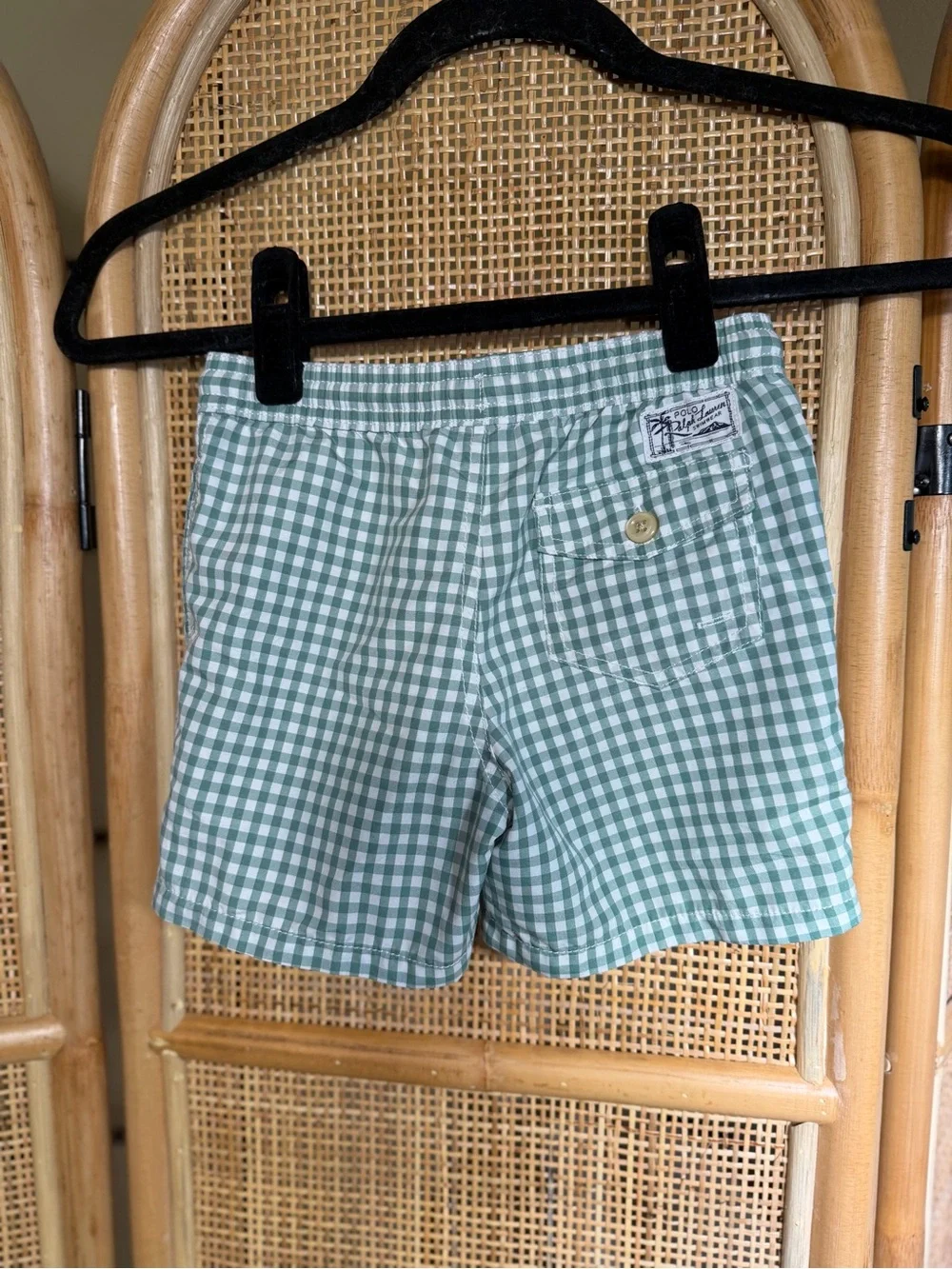 Ralph Lauren Kids Green Gingham Swimsuit